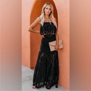 Elegant Black Lace Maxi Skirt Set VICI Rosevelvet set